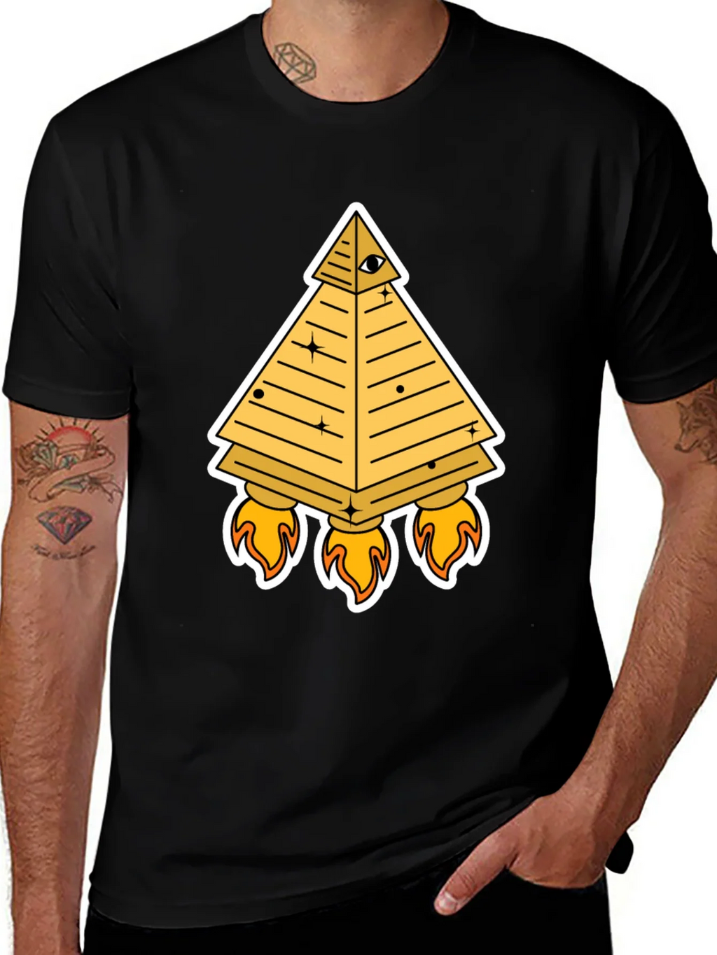 Illuminati Pyramid Rocket T-Shirt - Black product image 1