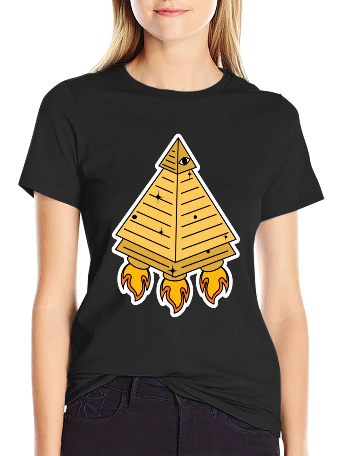 Illuminati Pyramid Rocket T-Shirt - Black product image 2