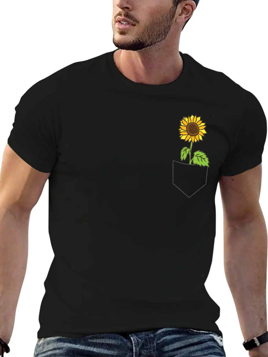 Sunflower Pocket Tee - Black Cotton Casual Wear product image 6