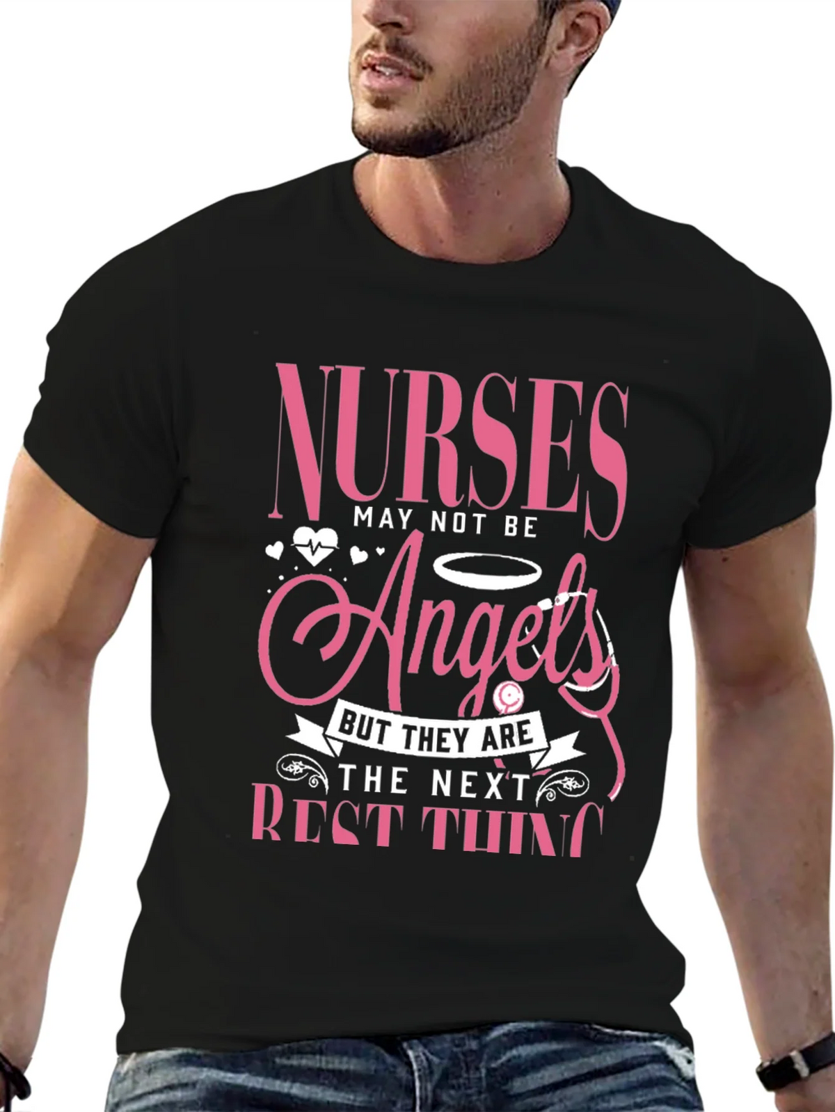 Nurses Angels Pink Graphic T-Shirt product image 9