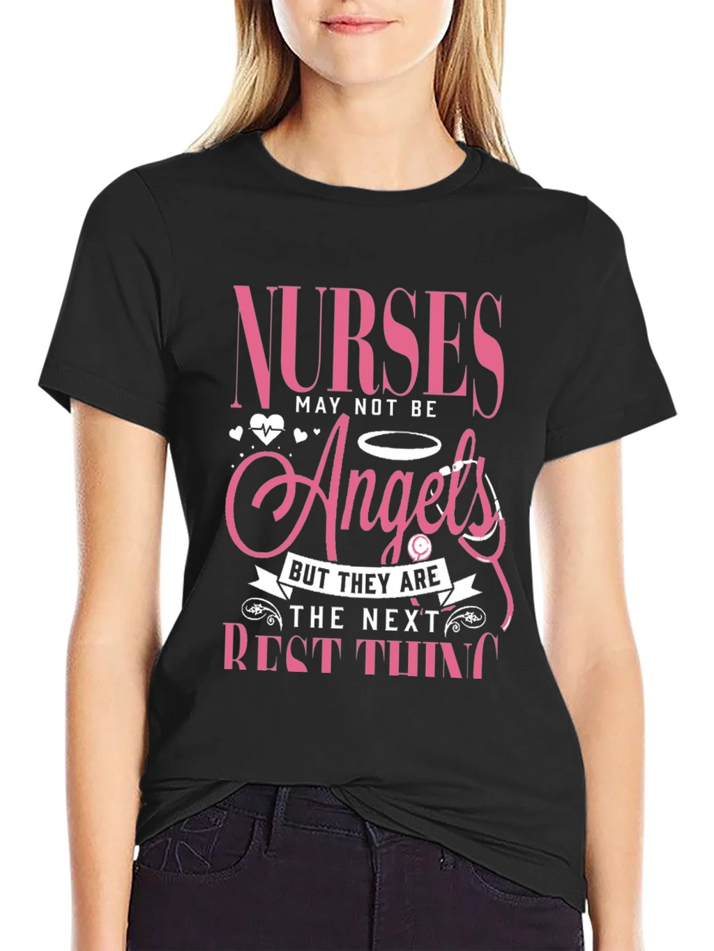 Nurses Angels Pink Graphic T-Shirt product image 5