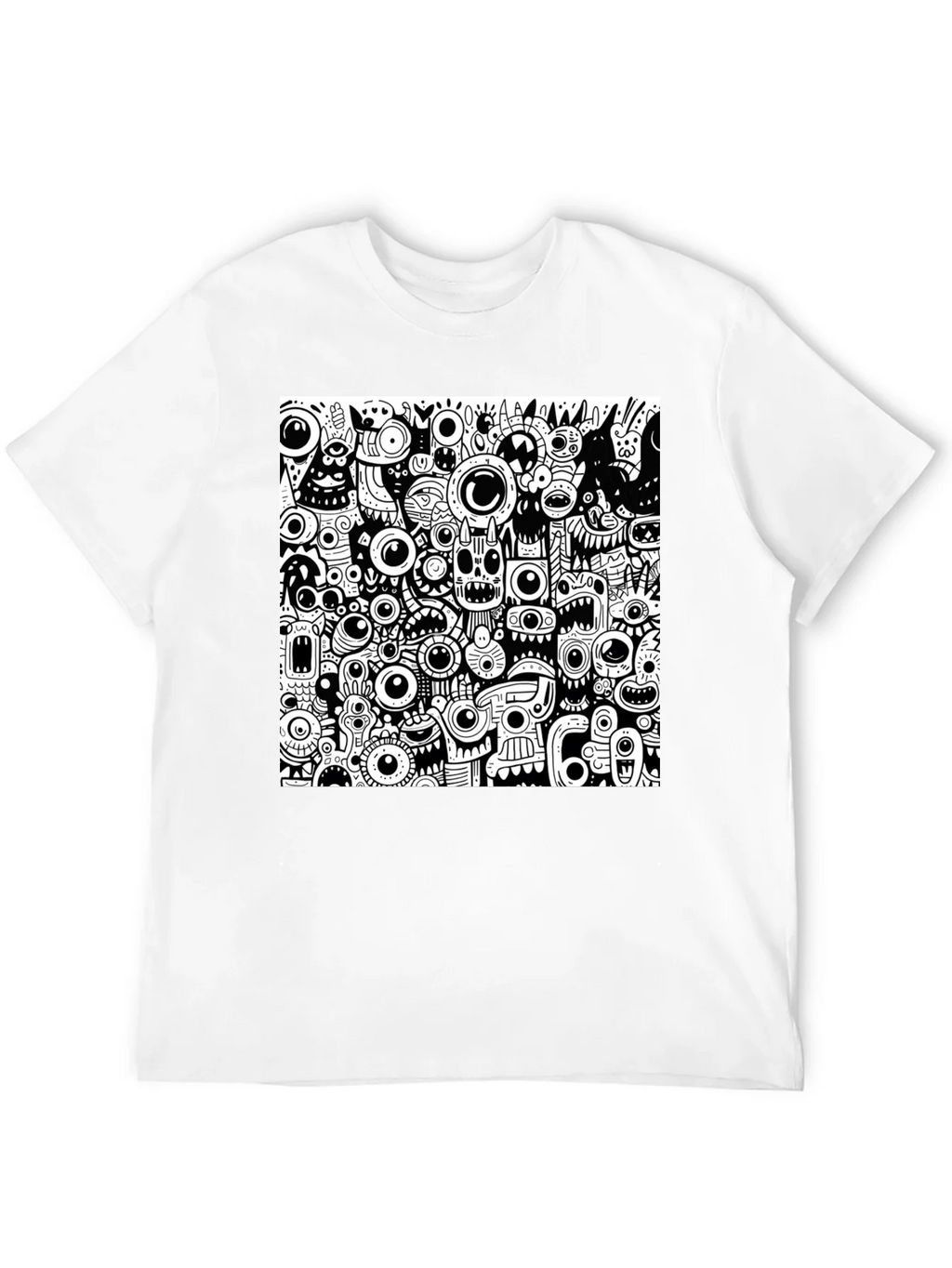 Eye-Catching Monster Doodle Graphic Tee - Black product image 3