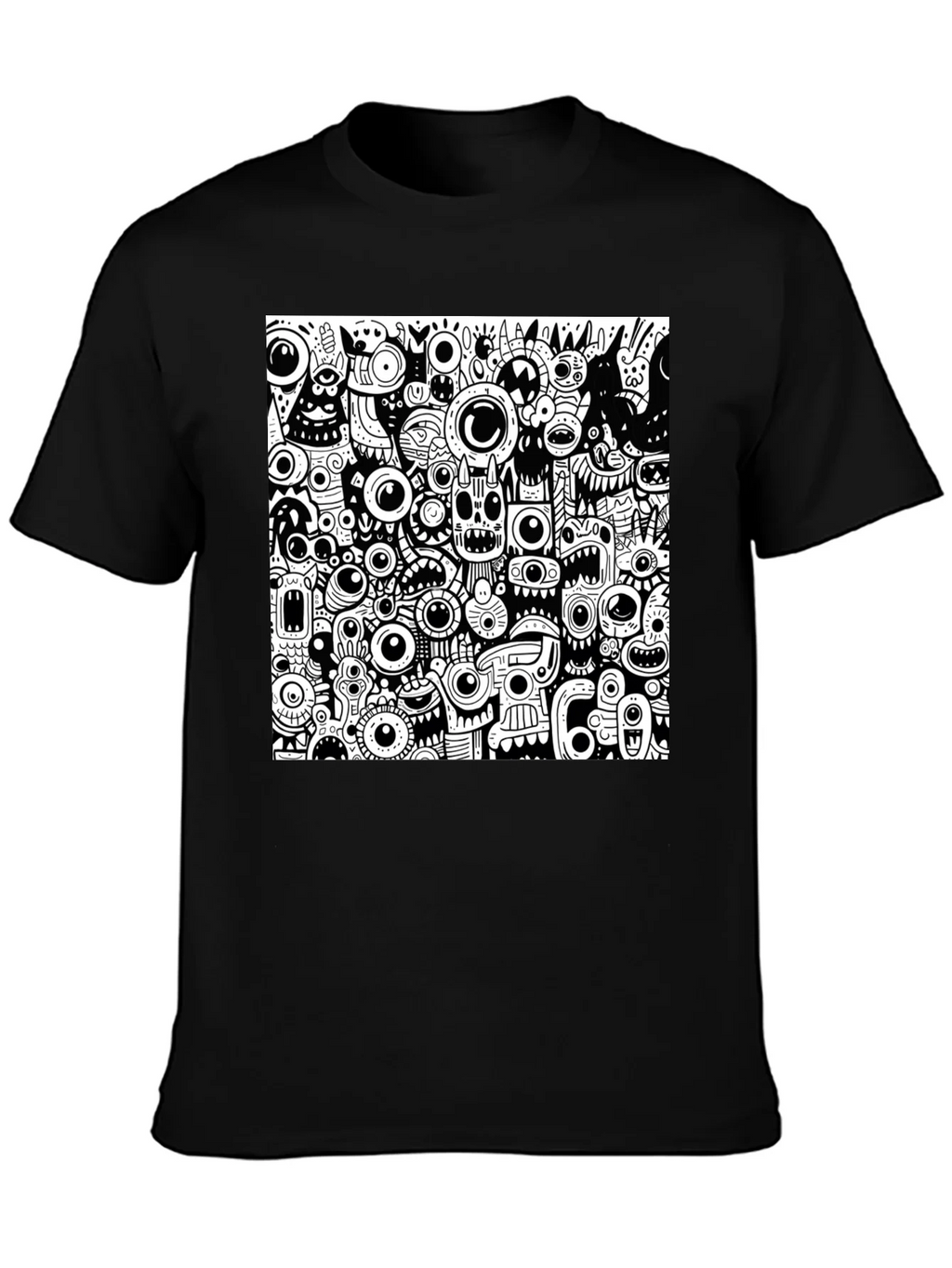 Eye-Catching Monster Doodle Graphic Tee - Black product image 6