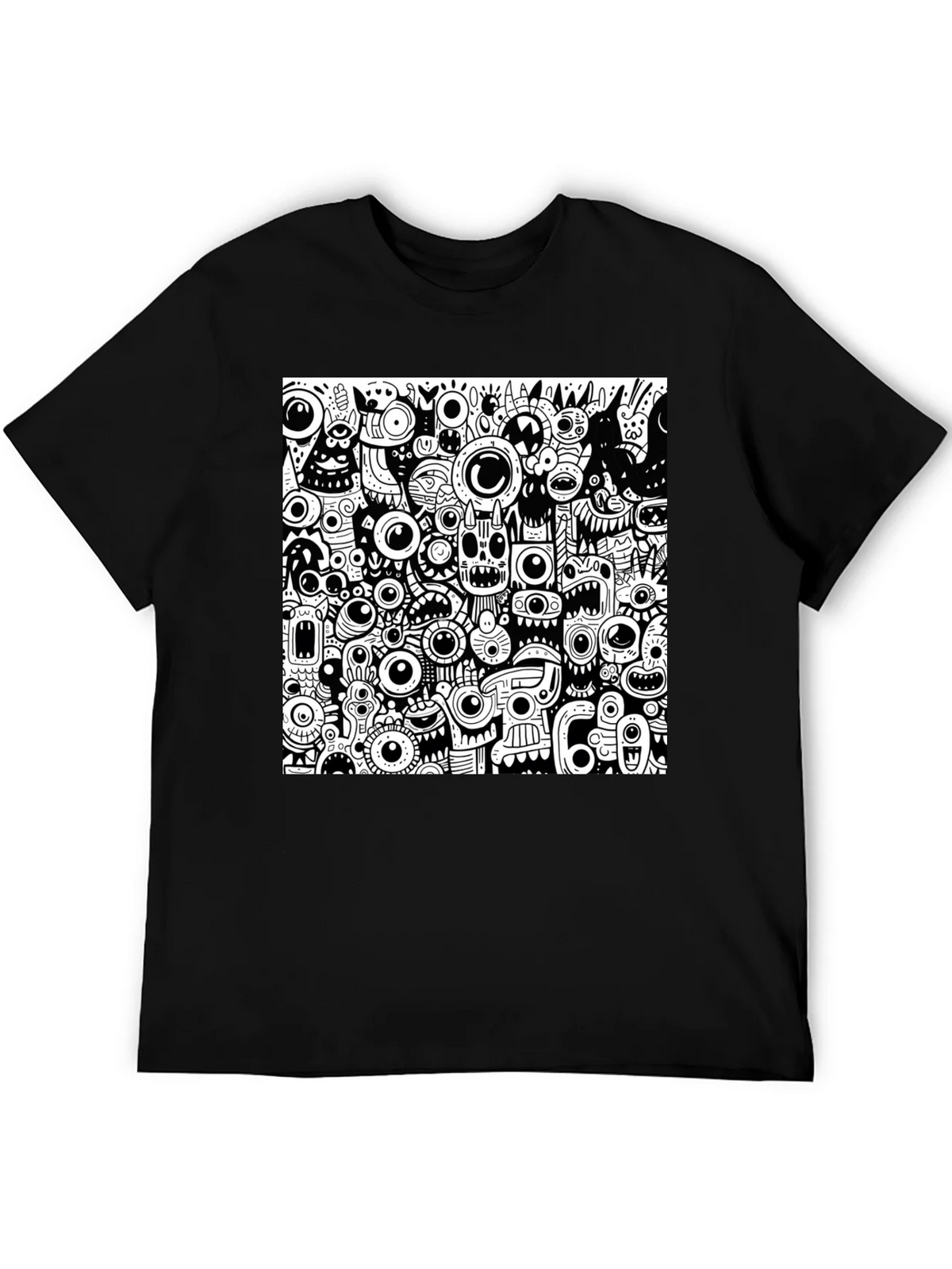 Eye-Catching Monster Doodle Graphic Tee - Black product image 8