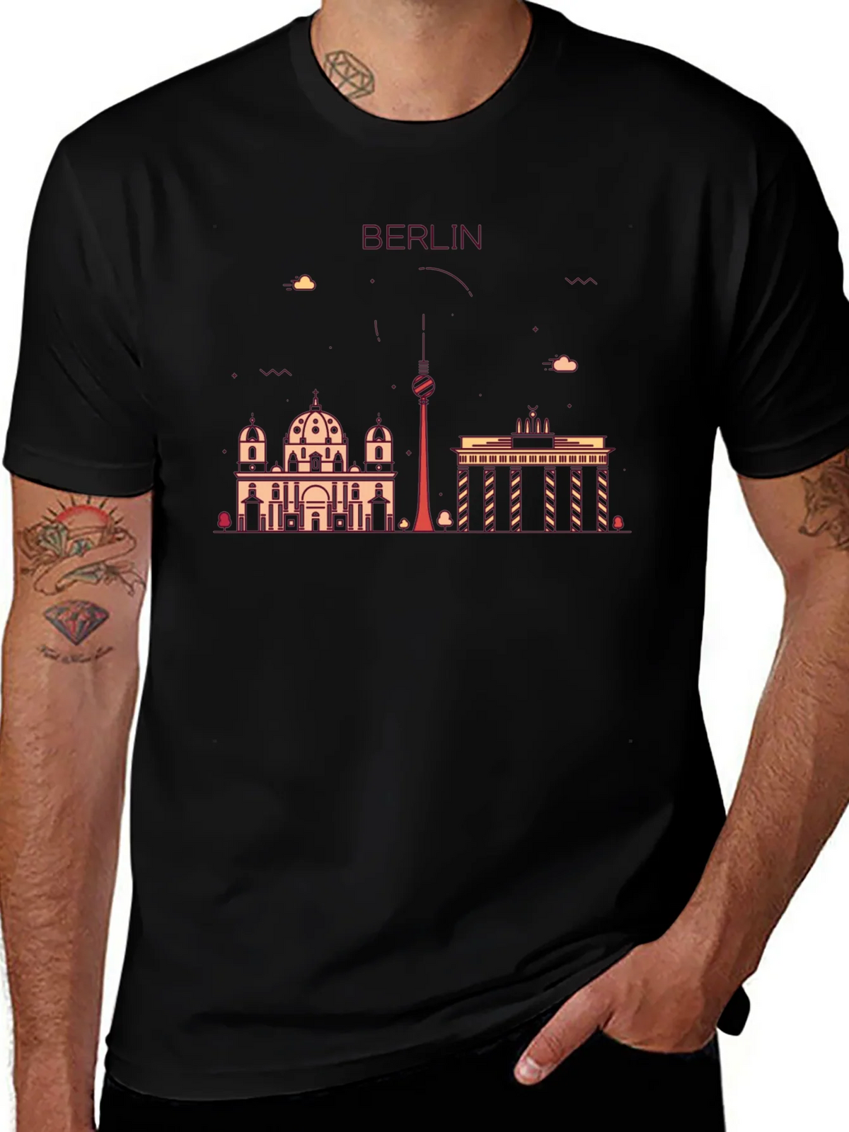 Berlin Skyline Graphic Print Black T-Shirt product image 1