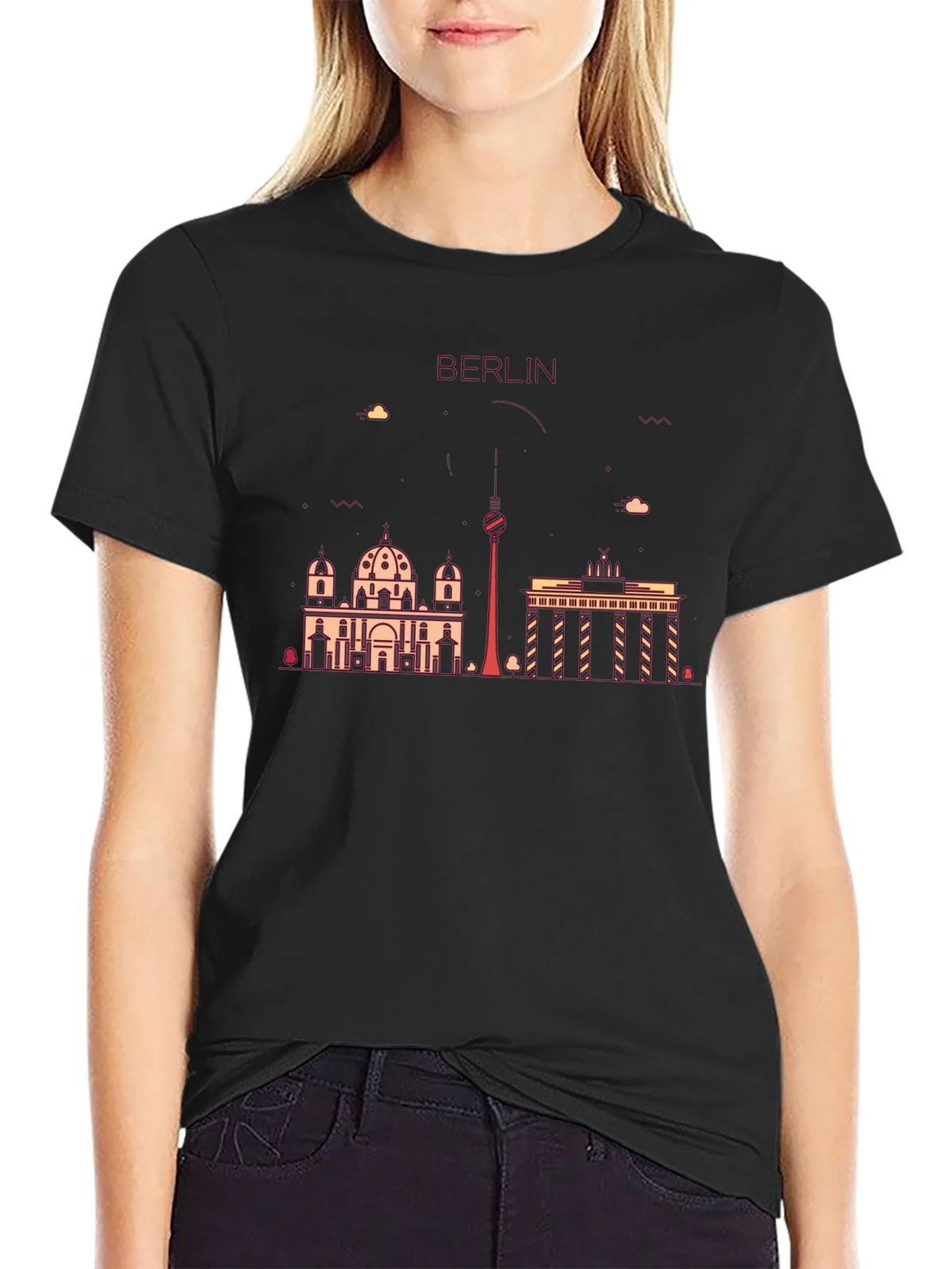 Berlin Skyline Graphic Print Black T-Shirt product image 2