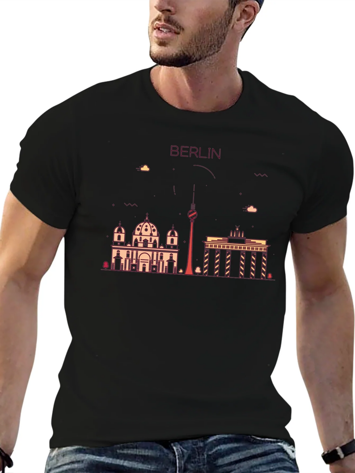 Berlin Skyline Graphic Print Black T-Shirt product image 6