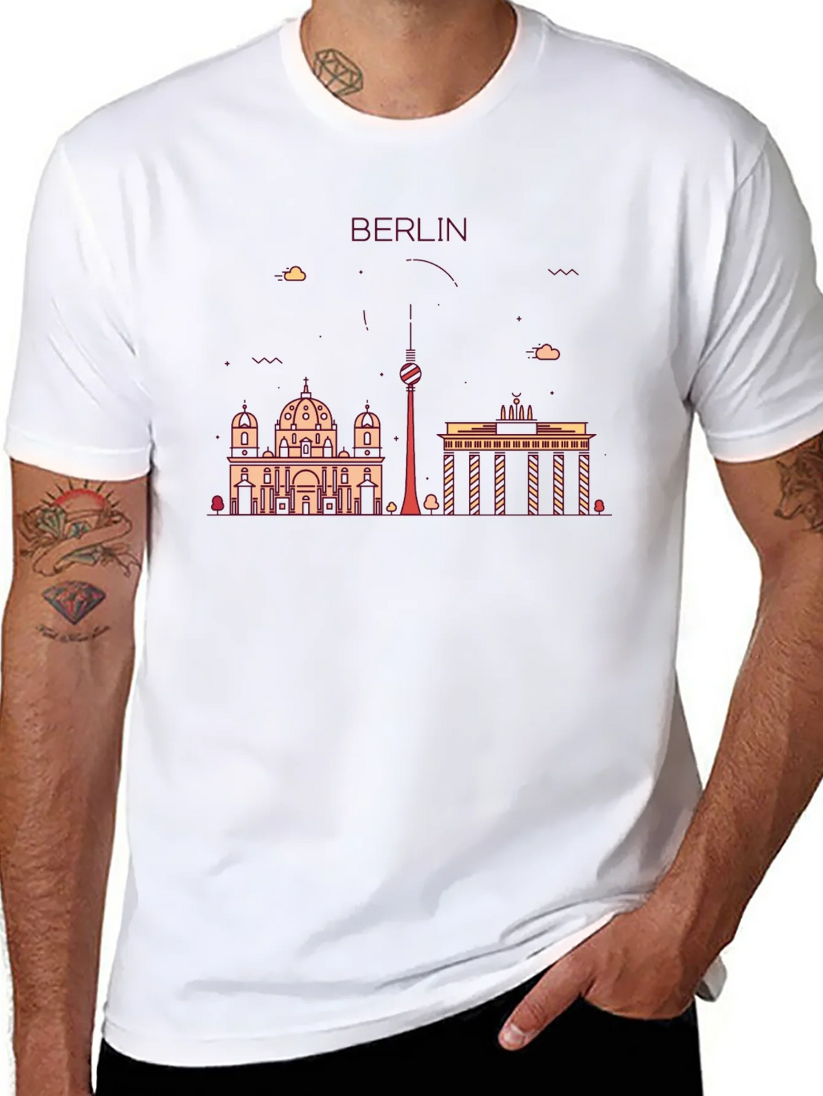 Berlin Skyline Graphic Print Black T-Shirt product image 7