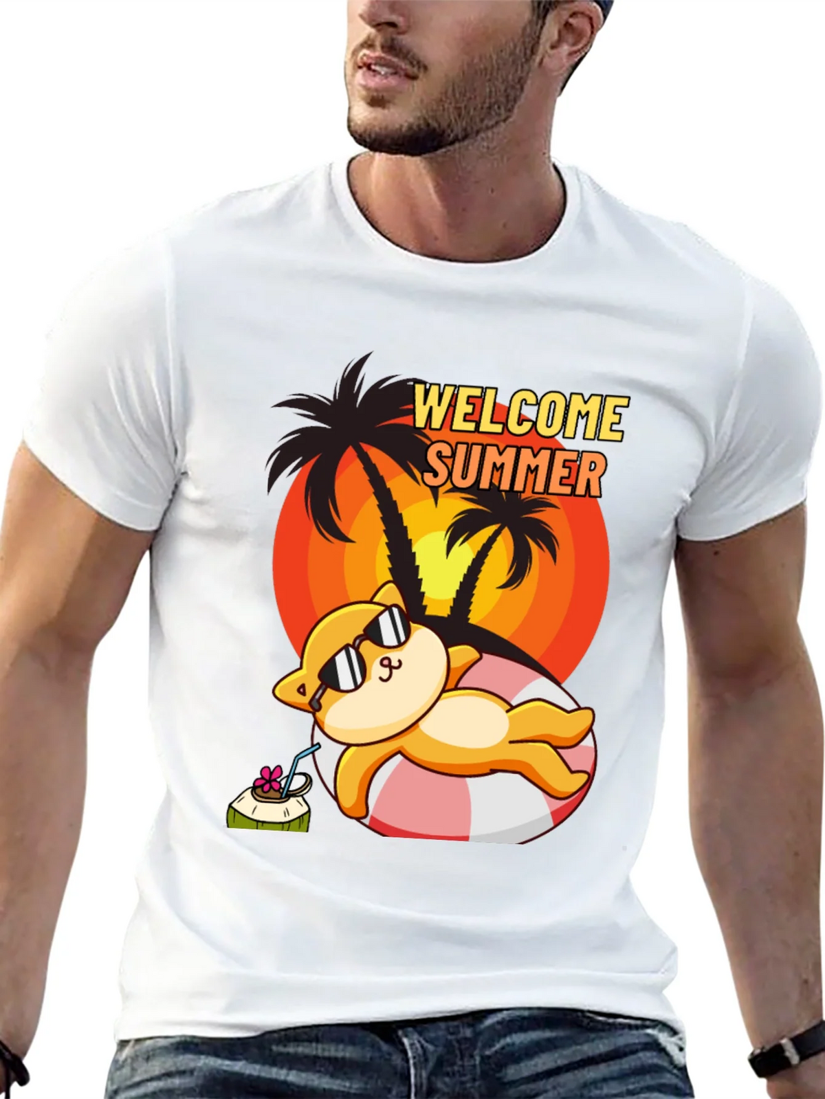 Welcome Summer Cat T-Shirt product image 12