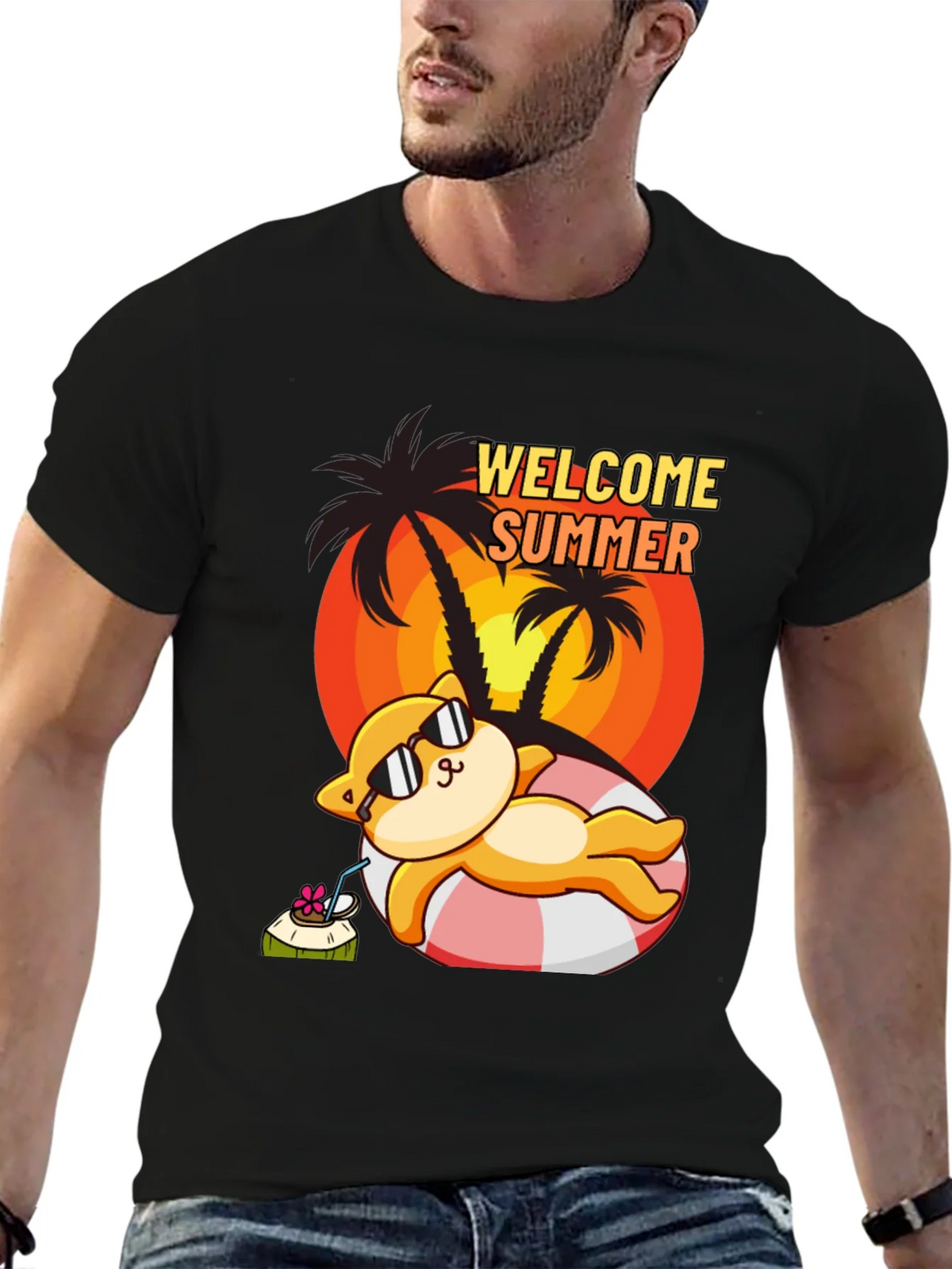 Welcome Summer Cat T-Shirt product image 6