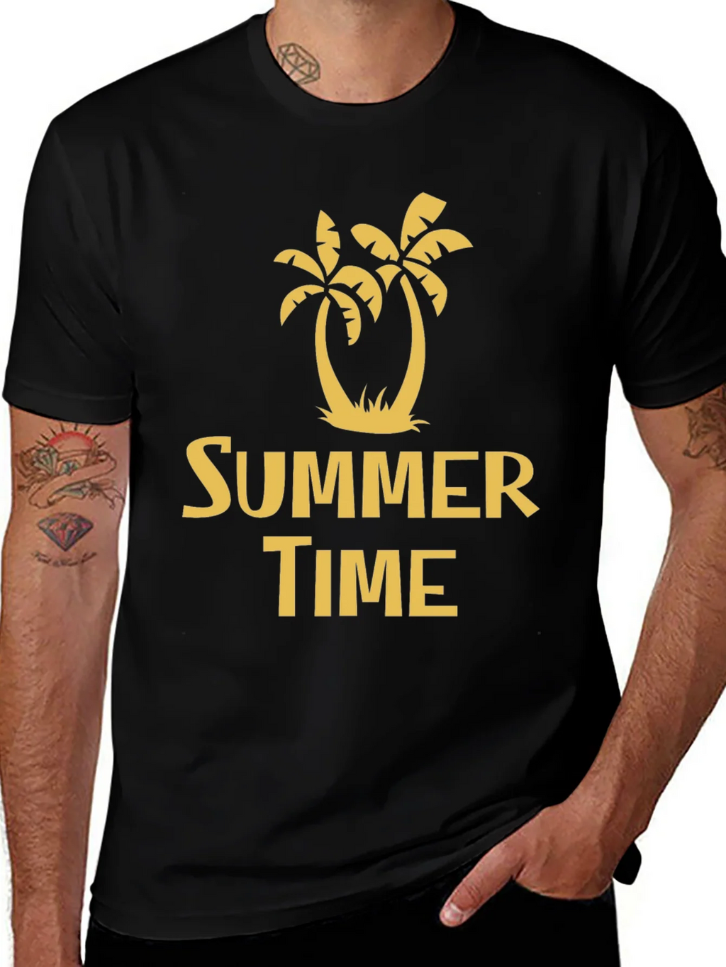 Summer Time Palm Tree Graphic Tee - Black product image 1
