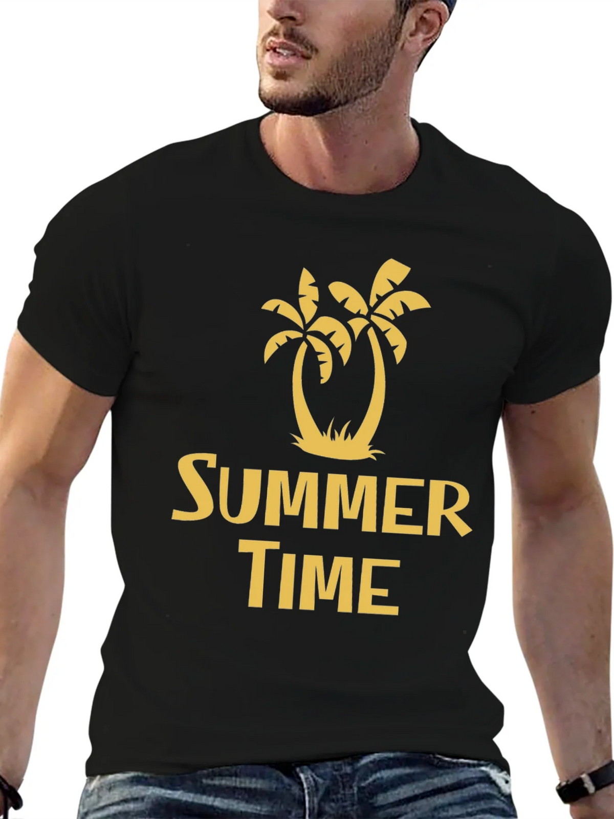 Summer Time Palm Tree Graphic Tee - Black product image 9