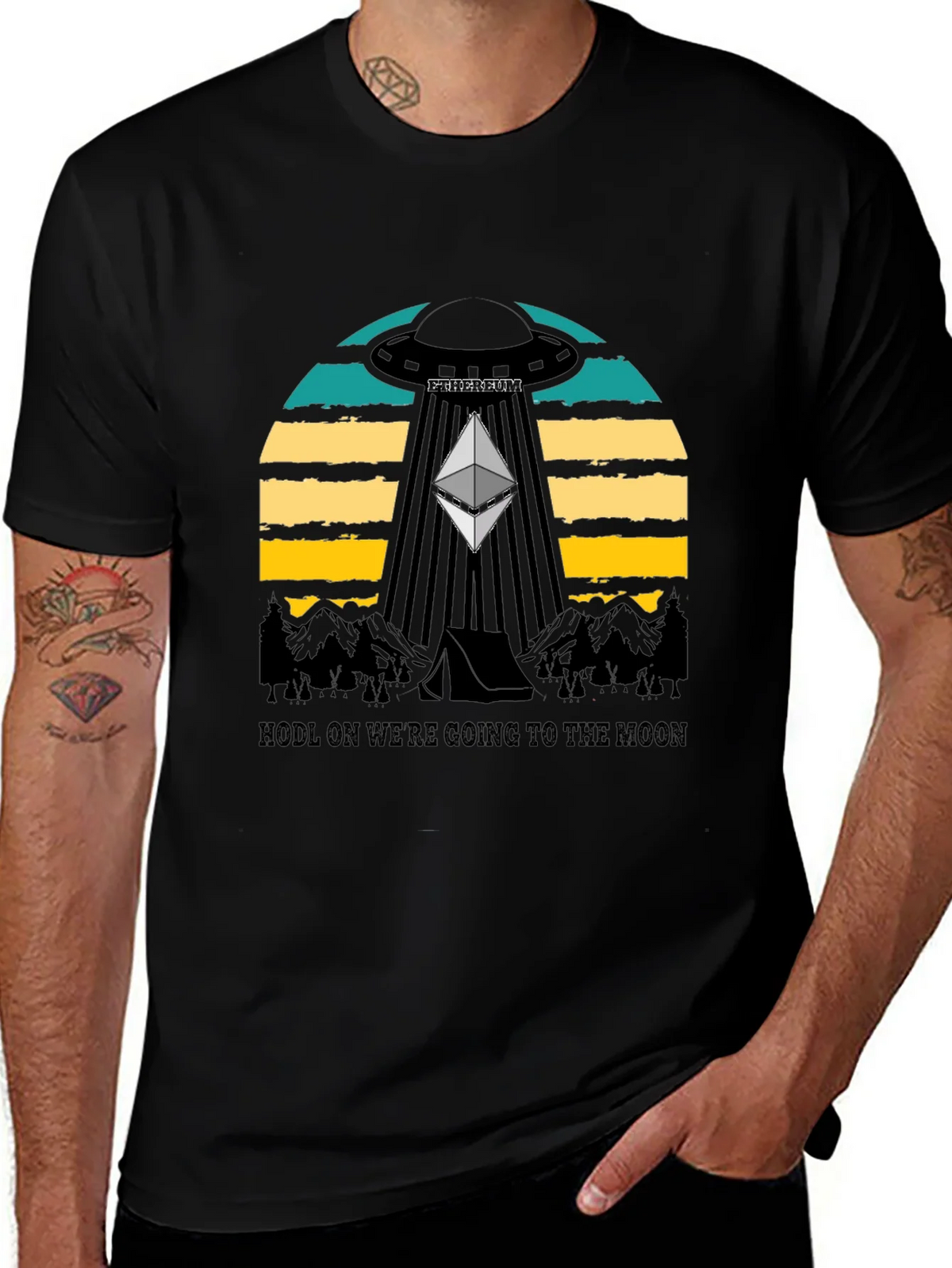Ethereum to the Moon Black T-Shirt product image 1