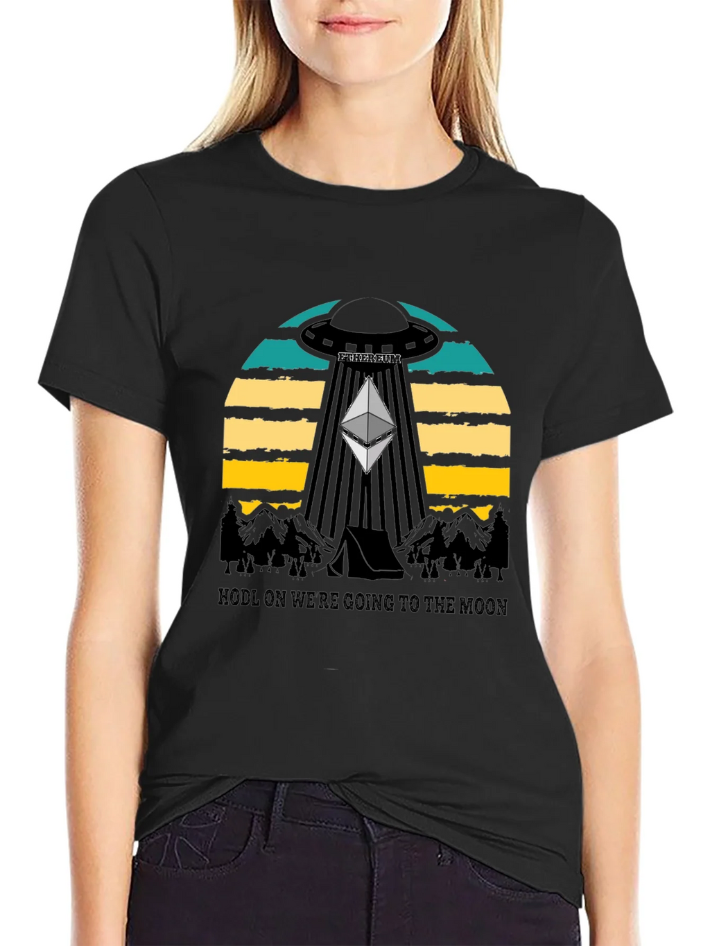 Ethereum to the Moon Black T-Shirt product image 2