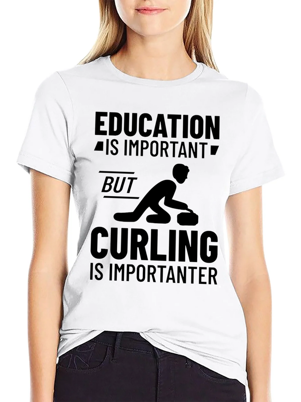 Funny Curling T-Shirt: Education vs. product image 8