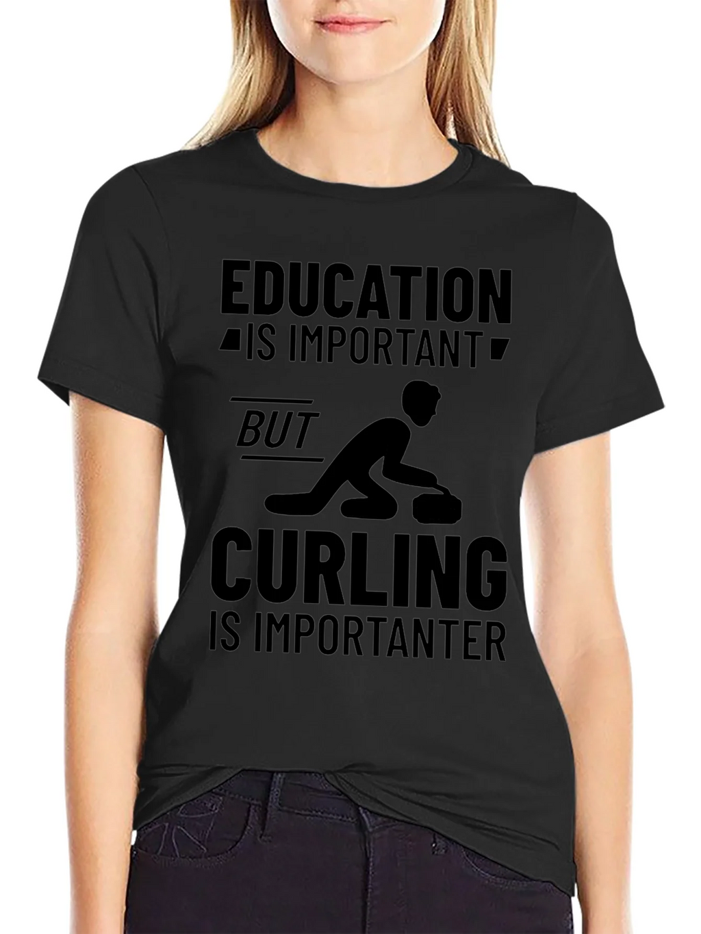 Funny Curling T-Shirt: Education vs. product image 2
