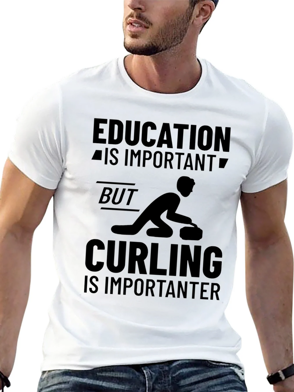 Funny Curling T-Shirt: Education vs. product image 12