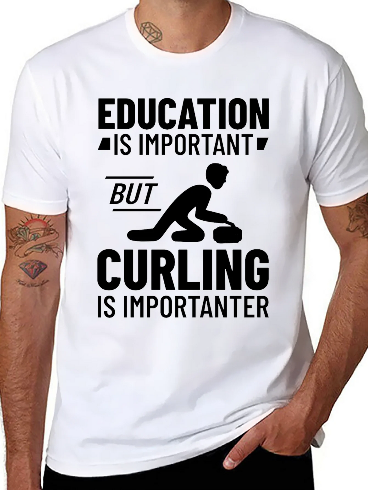 Funny Curling T-Shirt: Education vs. product image 7