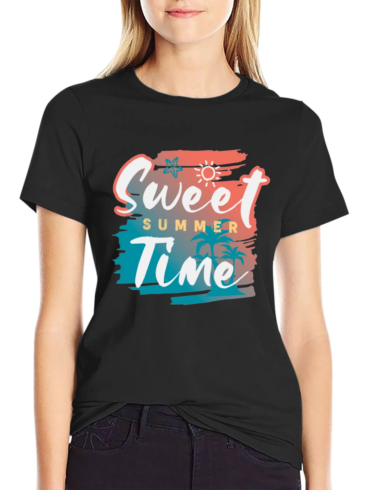 Sweet Summer Time Black Graphic Tee product image 2