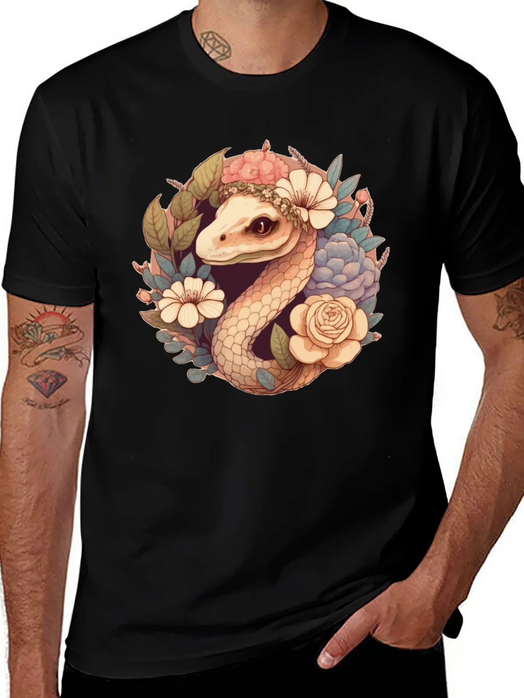 Floral Snake Graphic Tee - Stylish Comfort product image 1