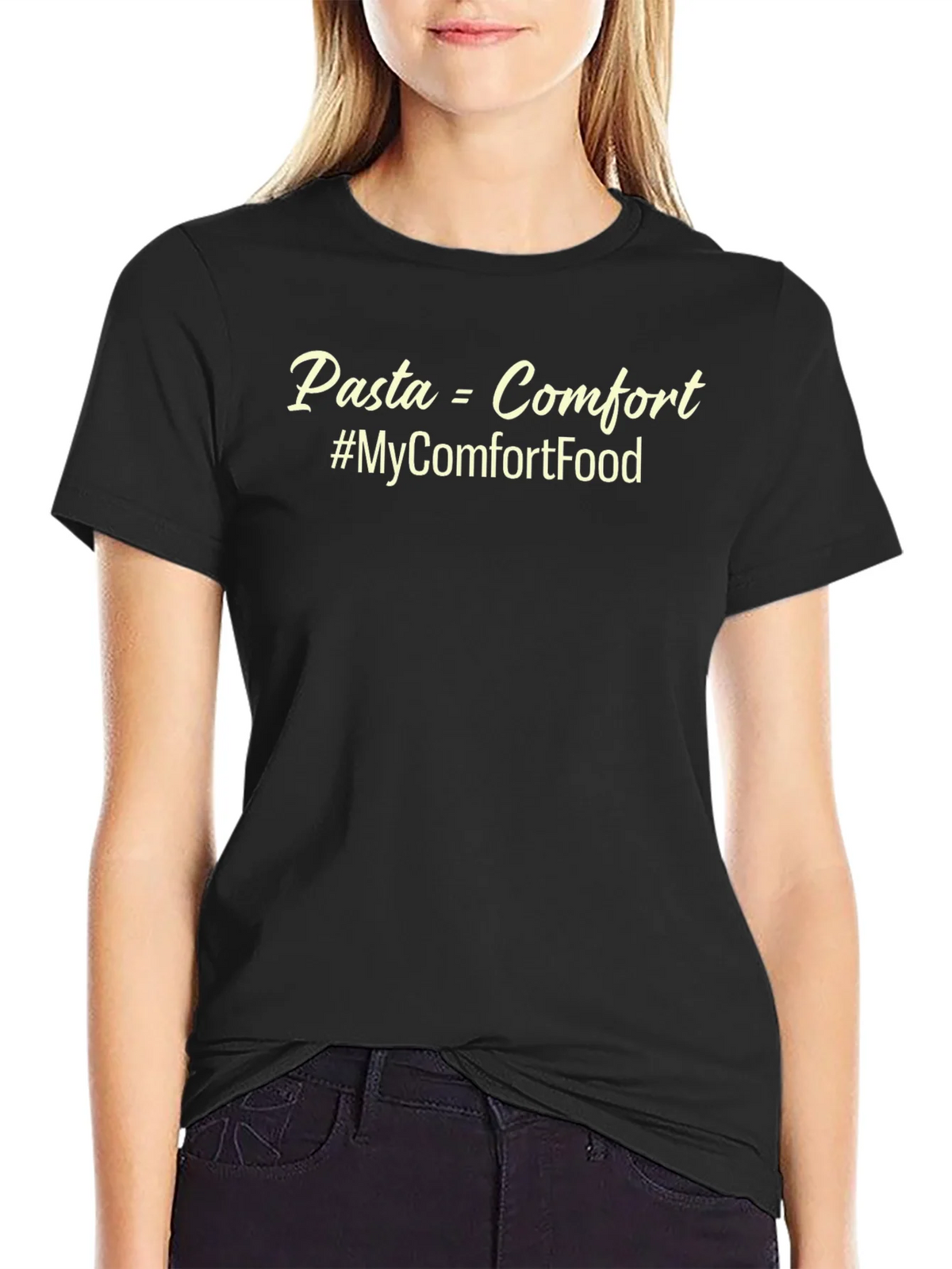 Pasta = Comfort Food T-Shirt - Unisex Black Tee product image 2