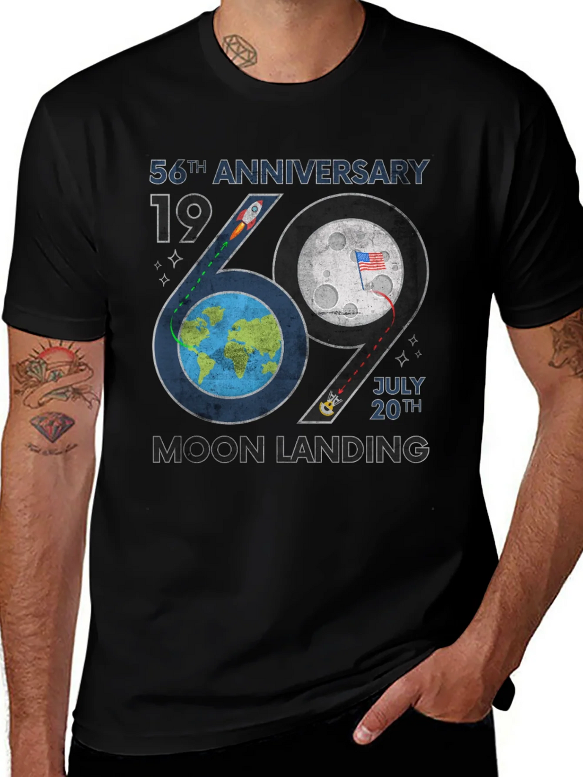 Moon Landing 56th Anniversary Graphic T-Shirt product image 1