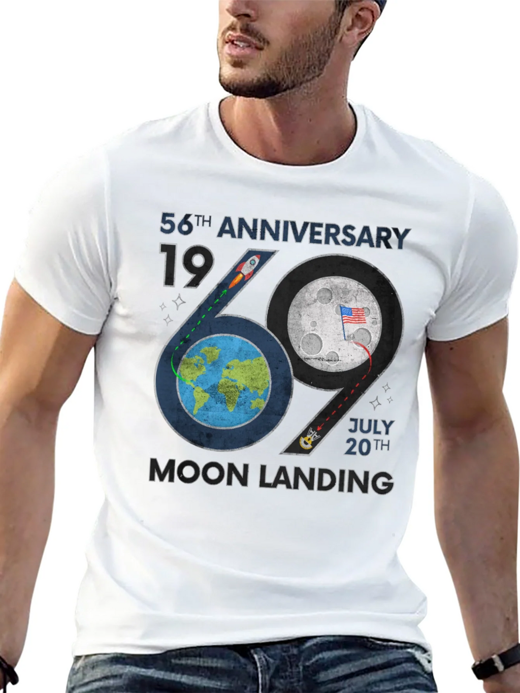 Moon Landing 56th Anniversary Graphic T-Shirt product image 4