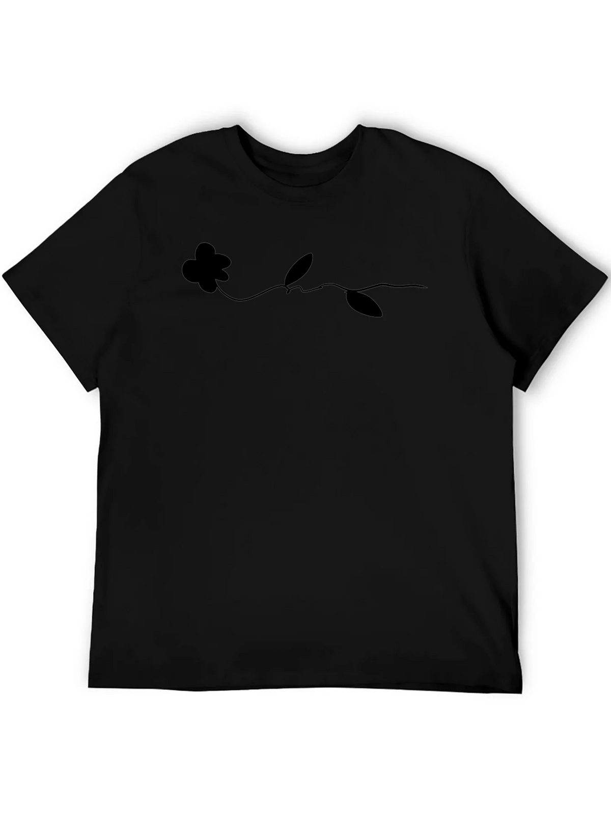 Minimalist Flower Line Art Black T-Shirt product image 5