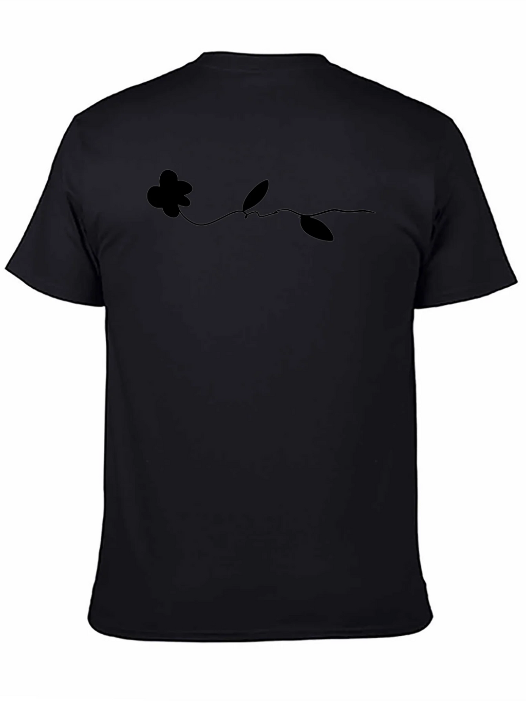 Minimalist Flower Line Art Black T-Shirt product image 4