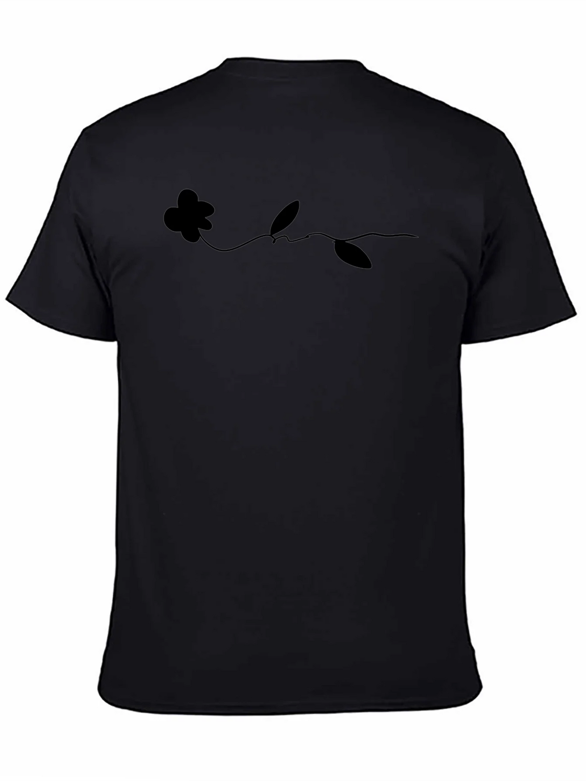 Minimalist Flower Line Art Black T-Shirt product image 4