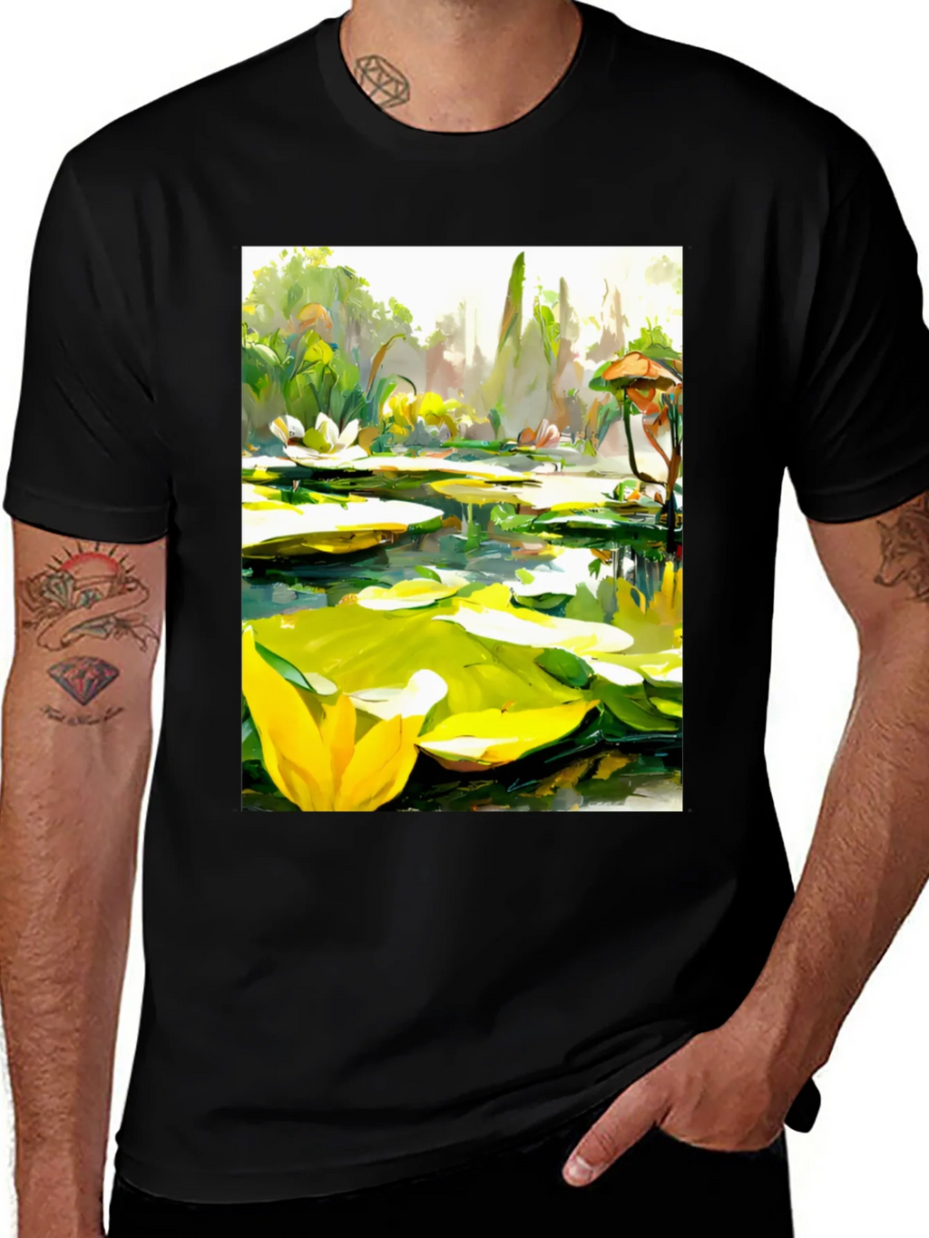 Lily Pad Pond Art T-Shirt - Natures Beauty product image 1