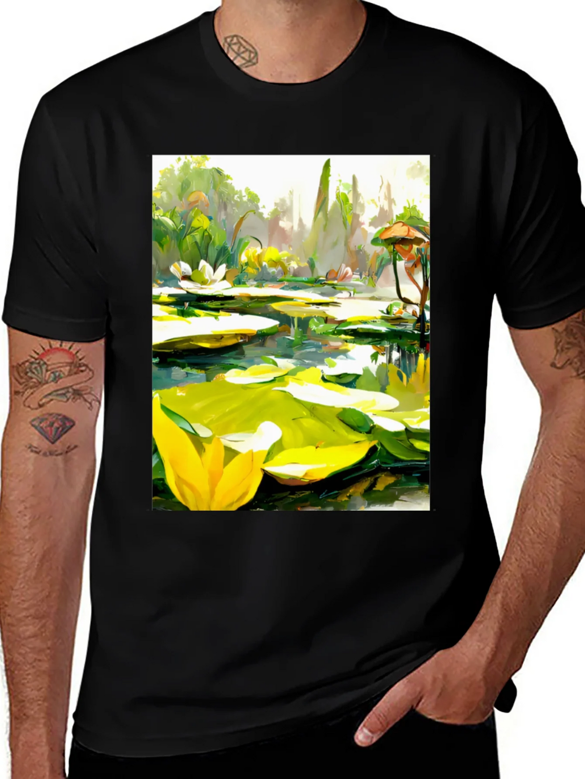 Lily Pad Pond Art T-Shirt - Natures Beauty product image 1