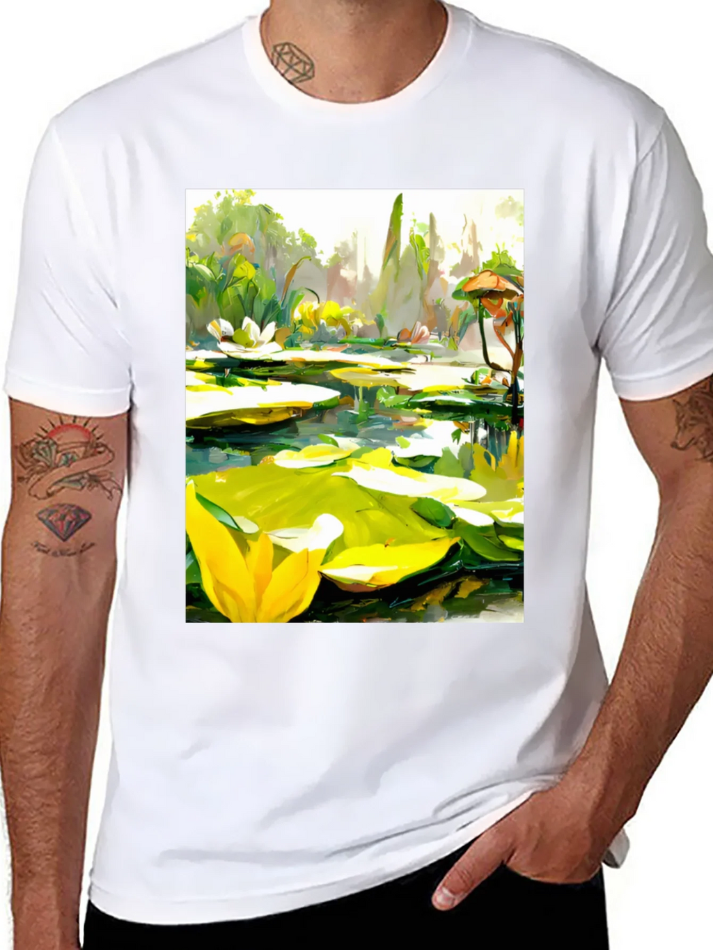 Lily Pad Pond Art T-Shirt - Natures Beauty product image 7