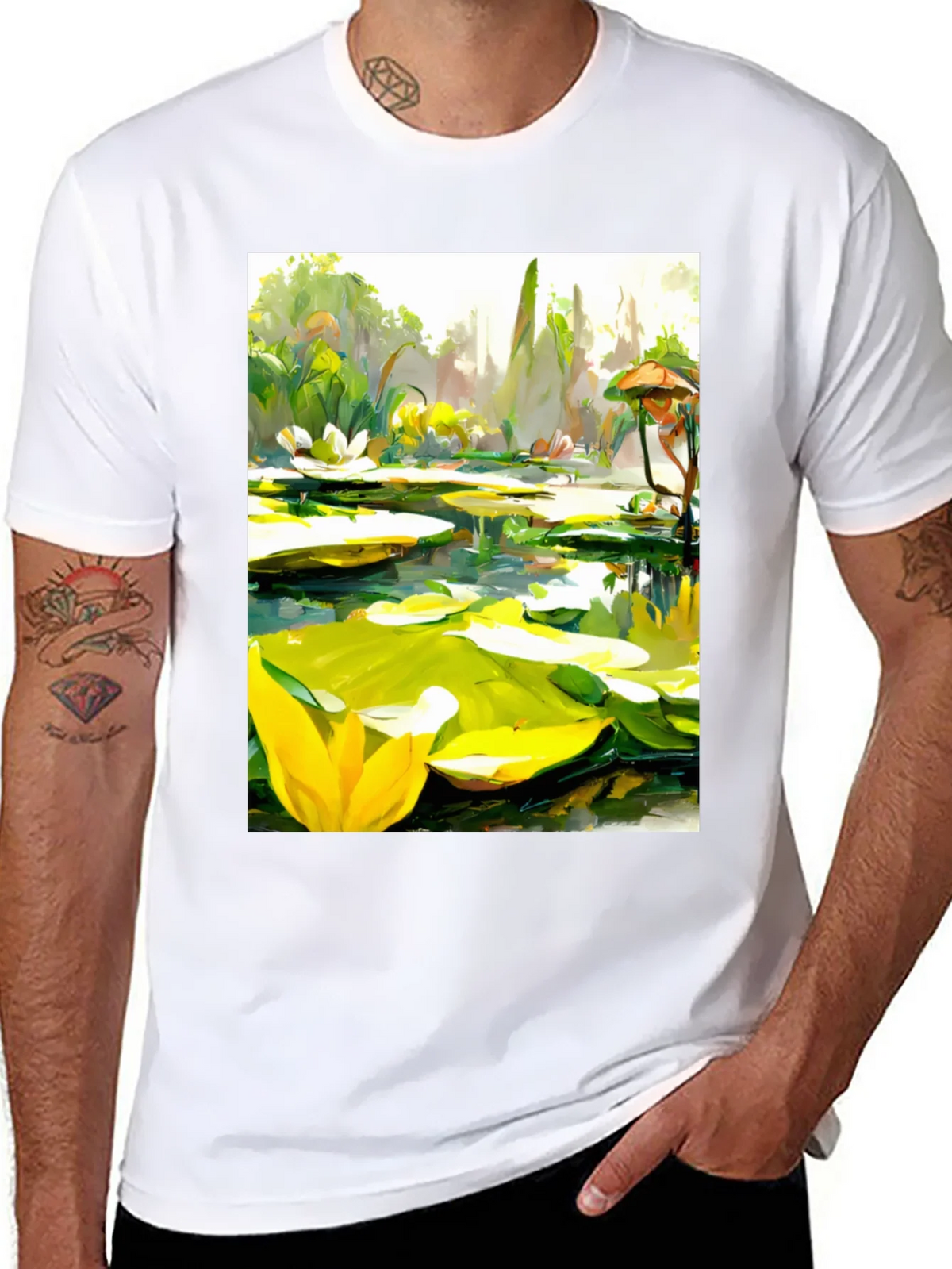 Lily Pad Pond Art T-Shirt - Natures Beauty product image 7