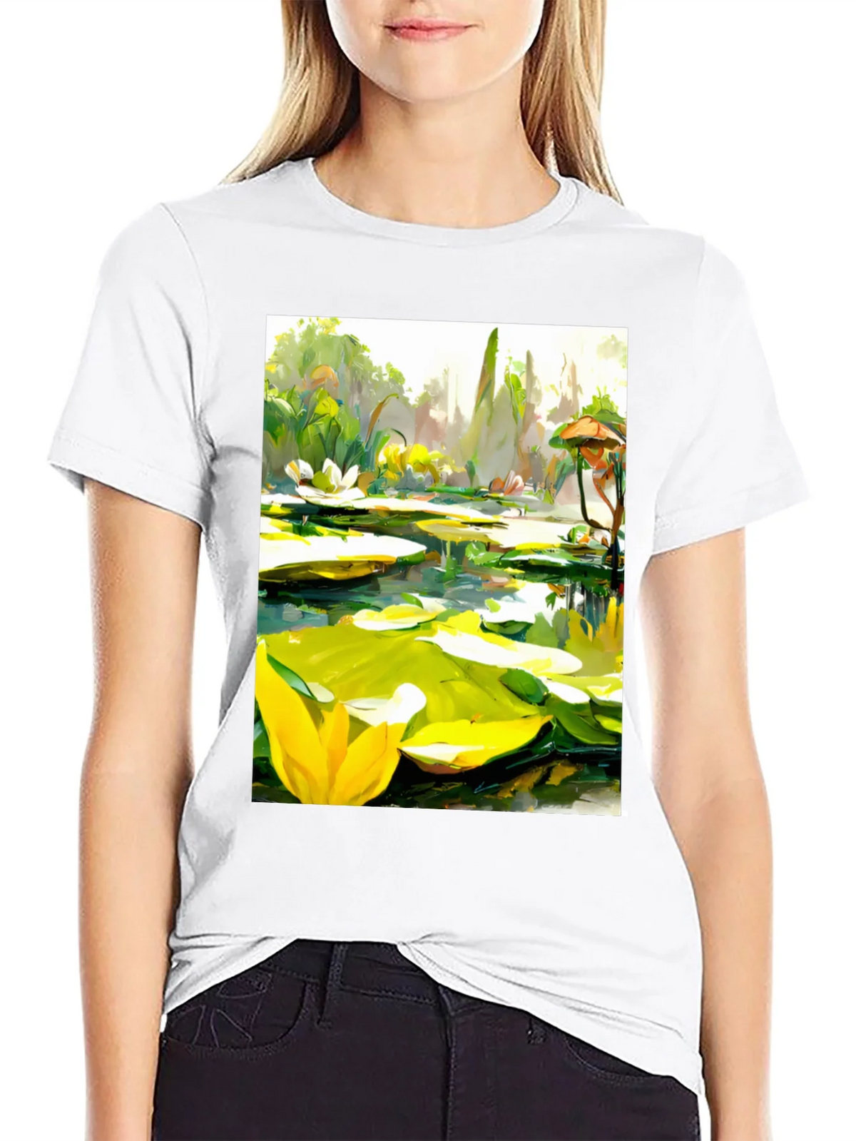 Lily Pad Pond Art T-Shirt - Natures Beauty product image 8