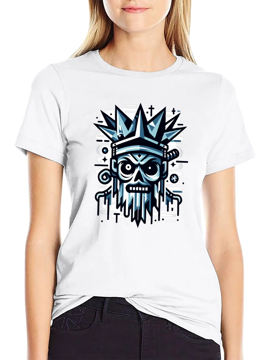 Edgy Skull Crown Graphic Tee - Black product image 8