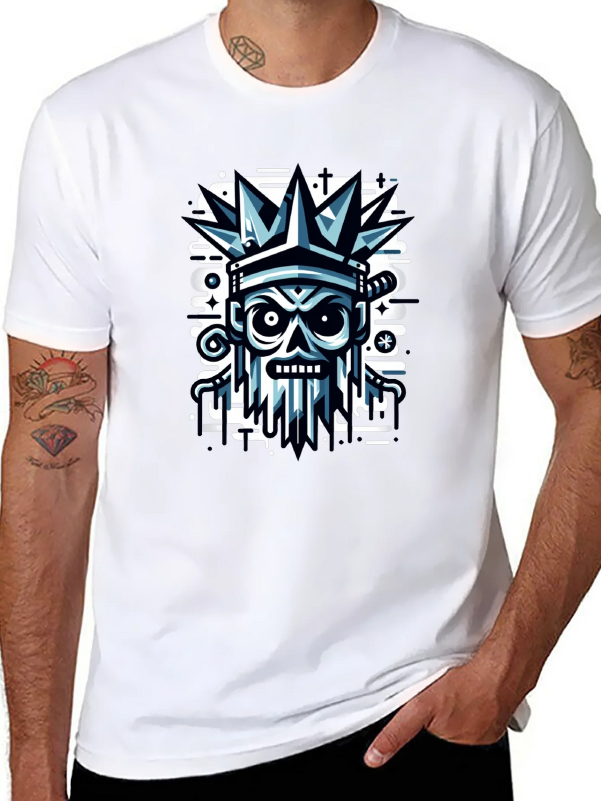 Edgy Skull Crown Graphic Tee - Black product image 7