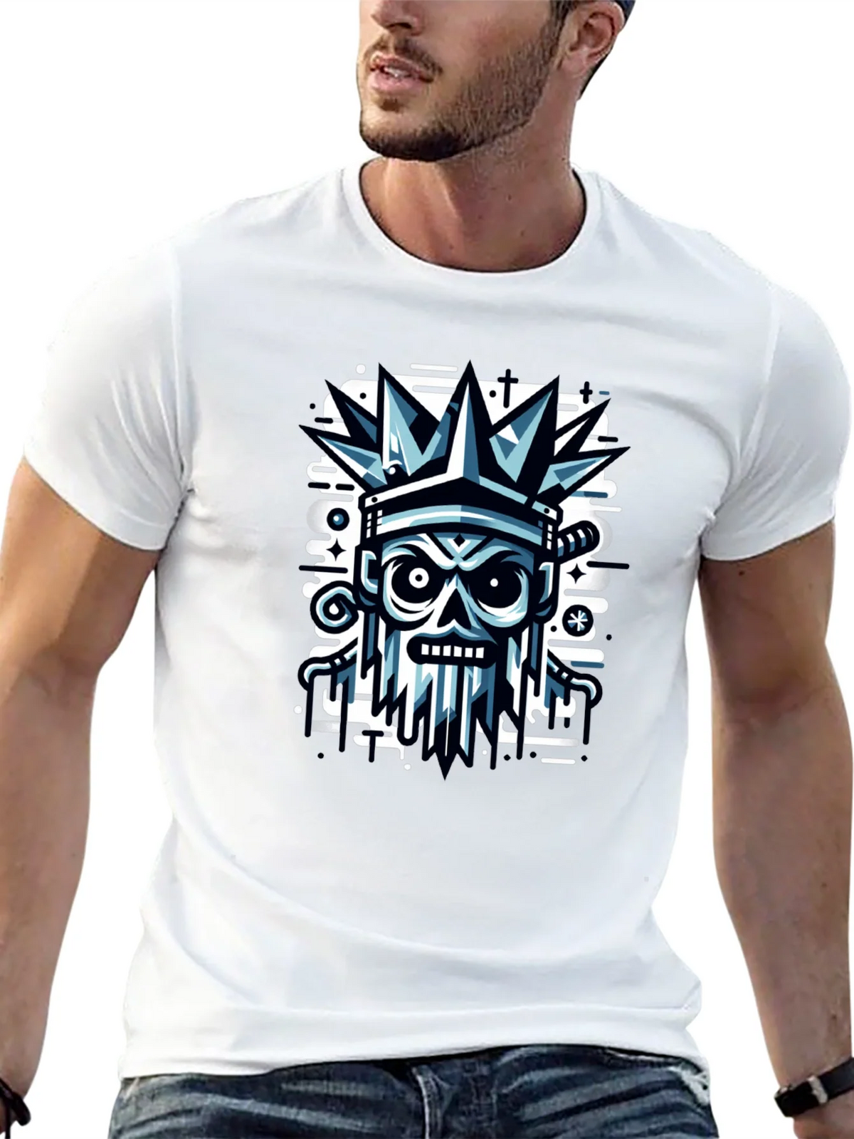 Edgy Skull Crown Graphic Tee - Black product image 12