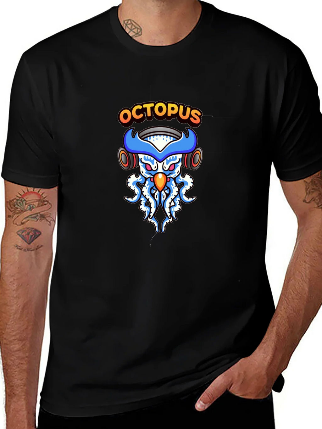 Octopus DJ Black T-Shirt product image 1