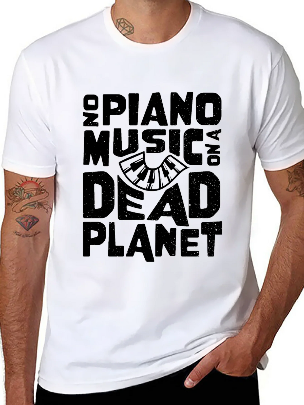 No Piano Music On A Dead Planet Black T-Shirt product image 7