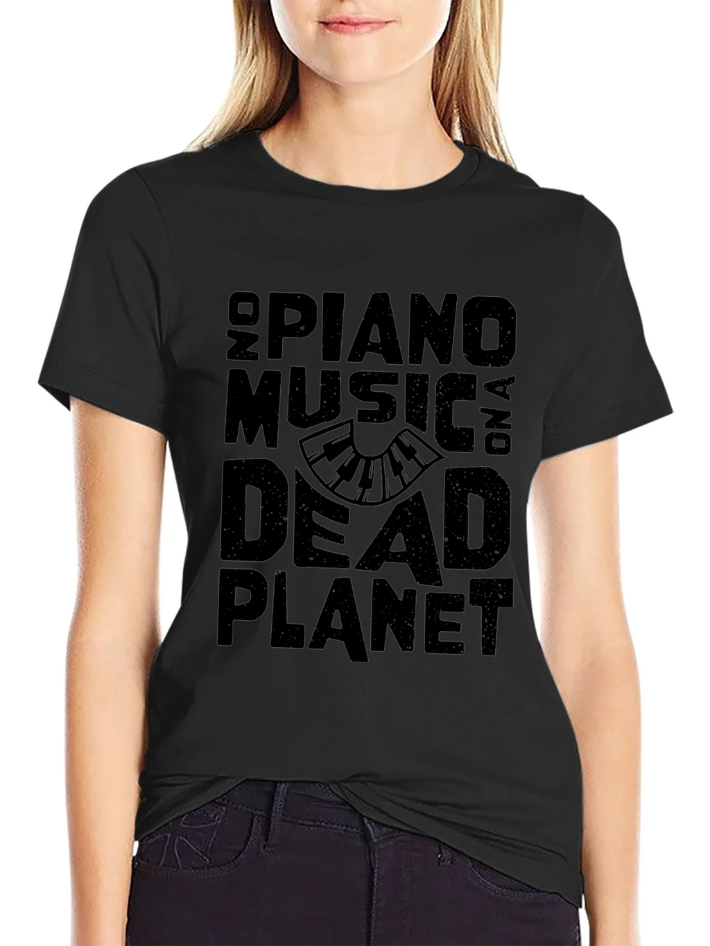 No Piano Music On A Dead Planet Black T-Shirt product image 2