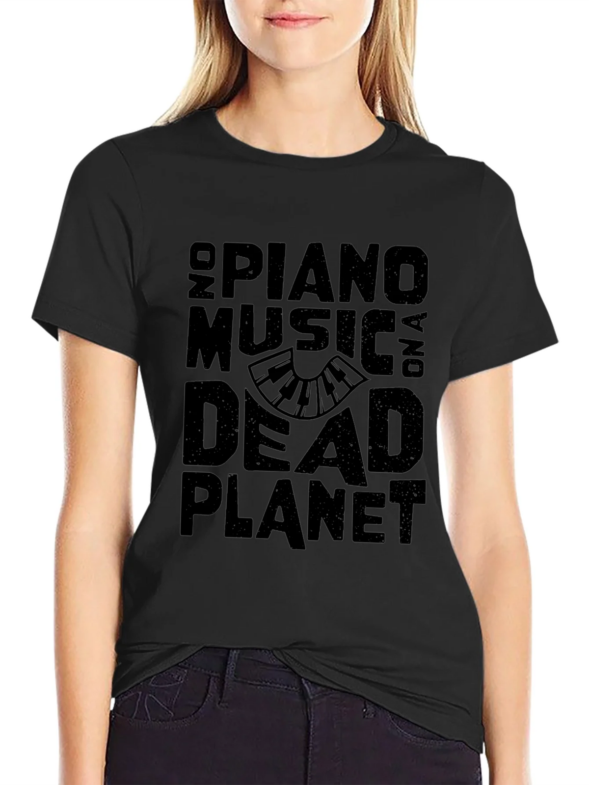 No Piano Music On A Dead Planet Black T-Shirt product image 2
