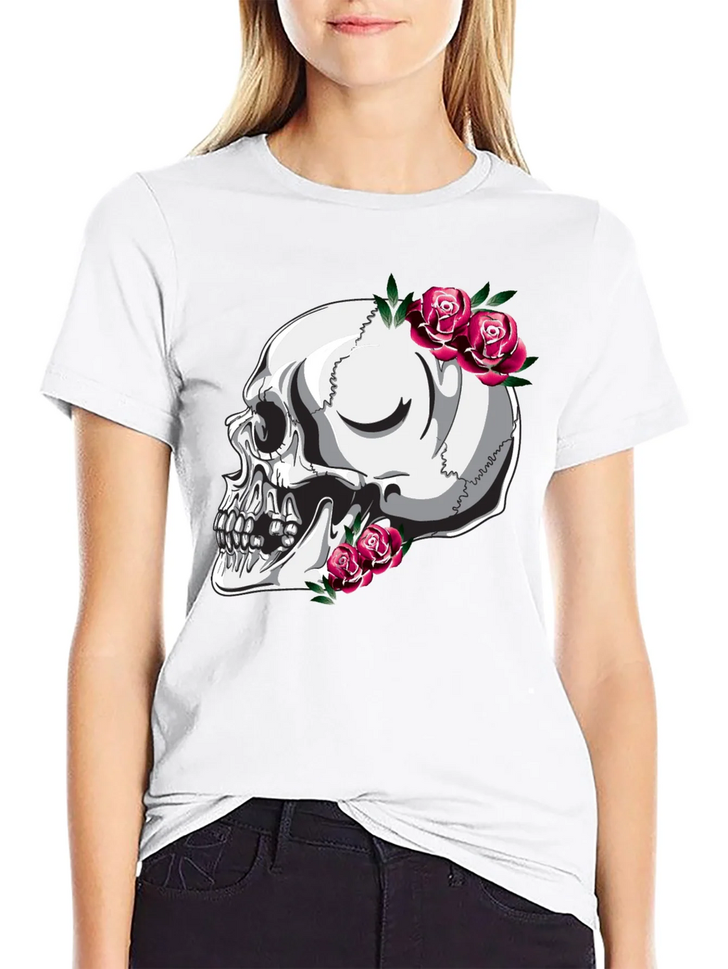 Skull and Roses Graphic T-Shirt - Black product image 11