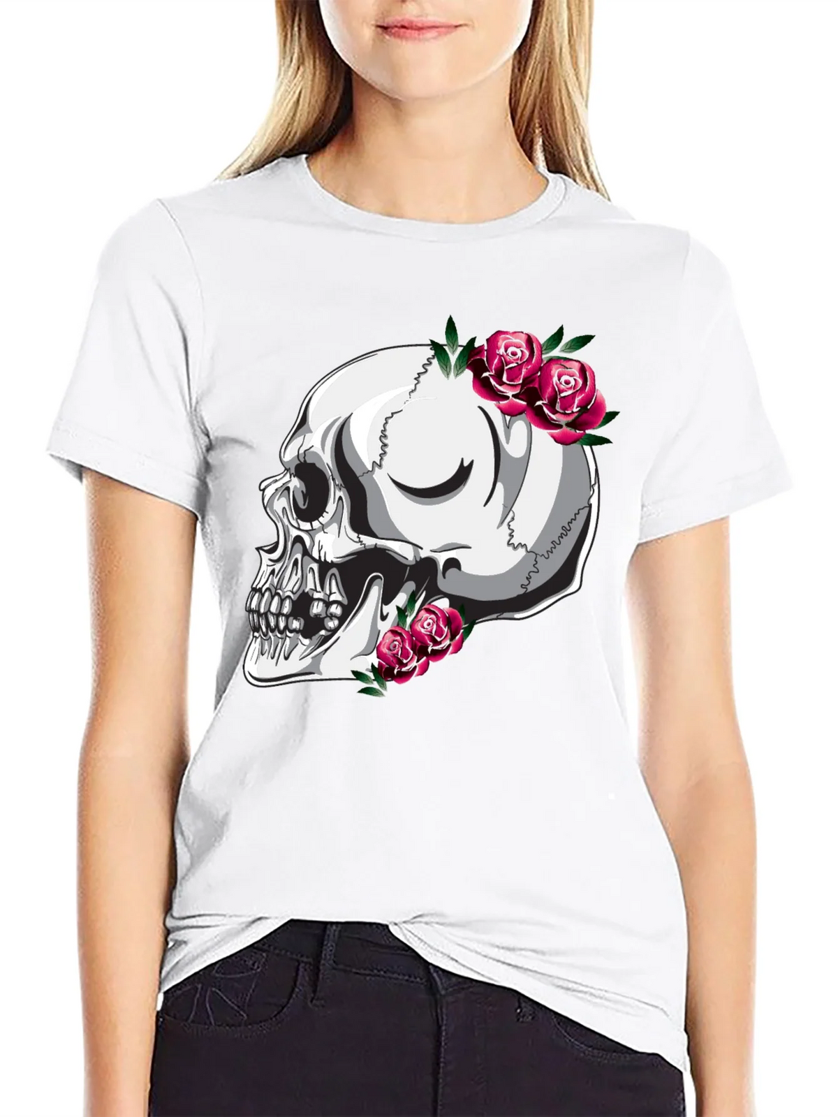 Skull and Roses Graphic T-Shirt - Black product image 11