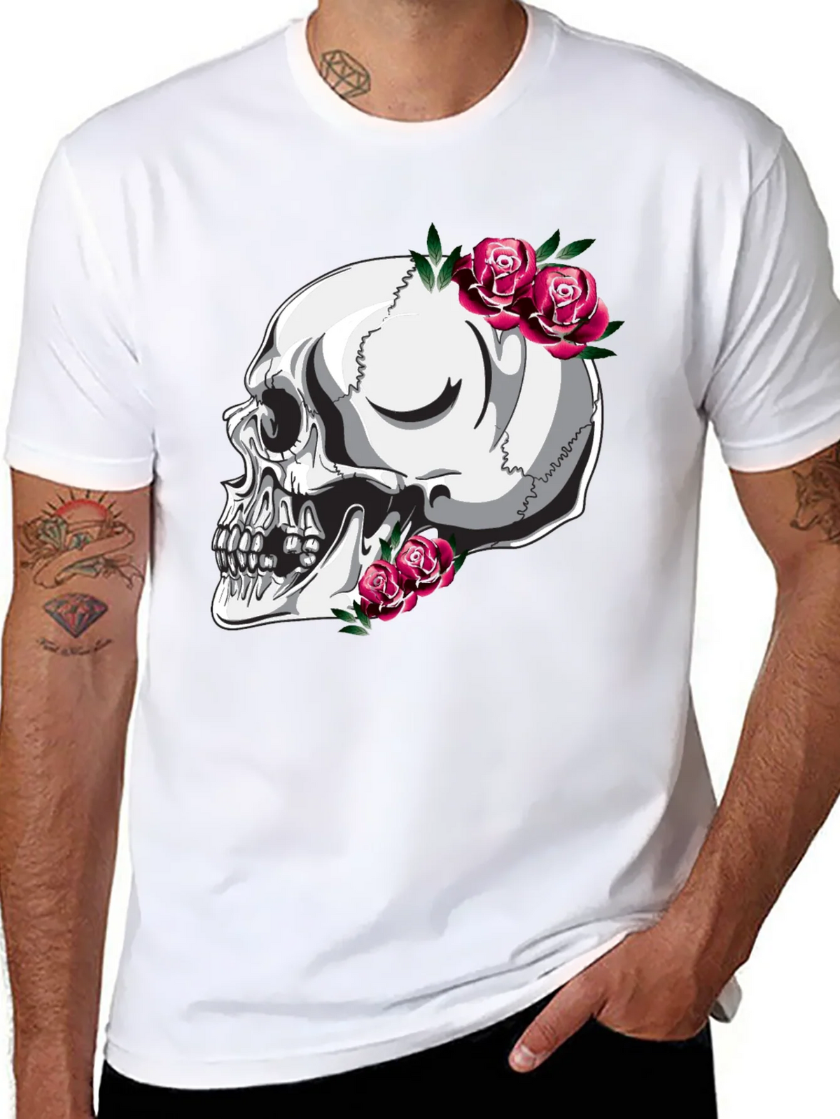 Skull and Roses Graphic T-Shirt - Black product image 10