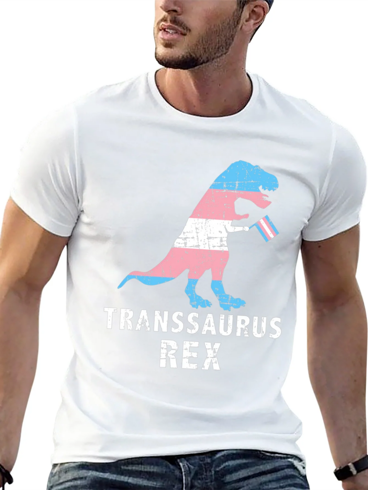 Transsaurus Rex T-Shirt - LGBTQ+ Pride Dinosaur Tee product image 4