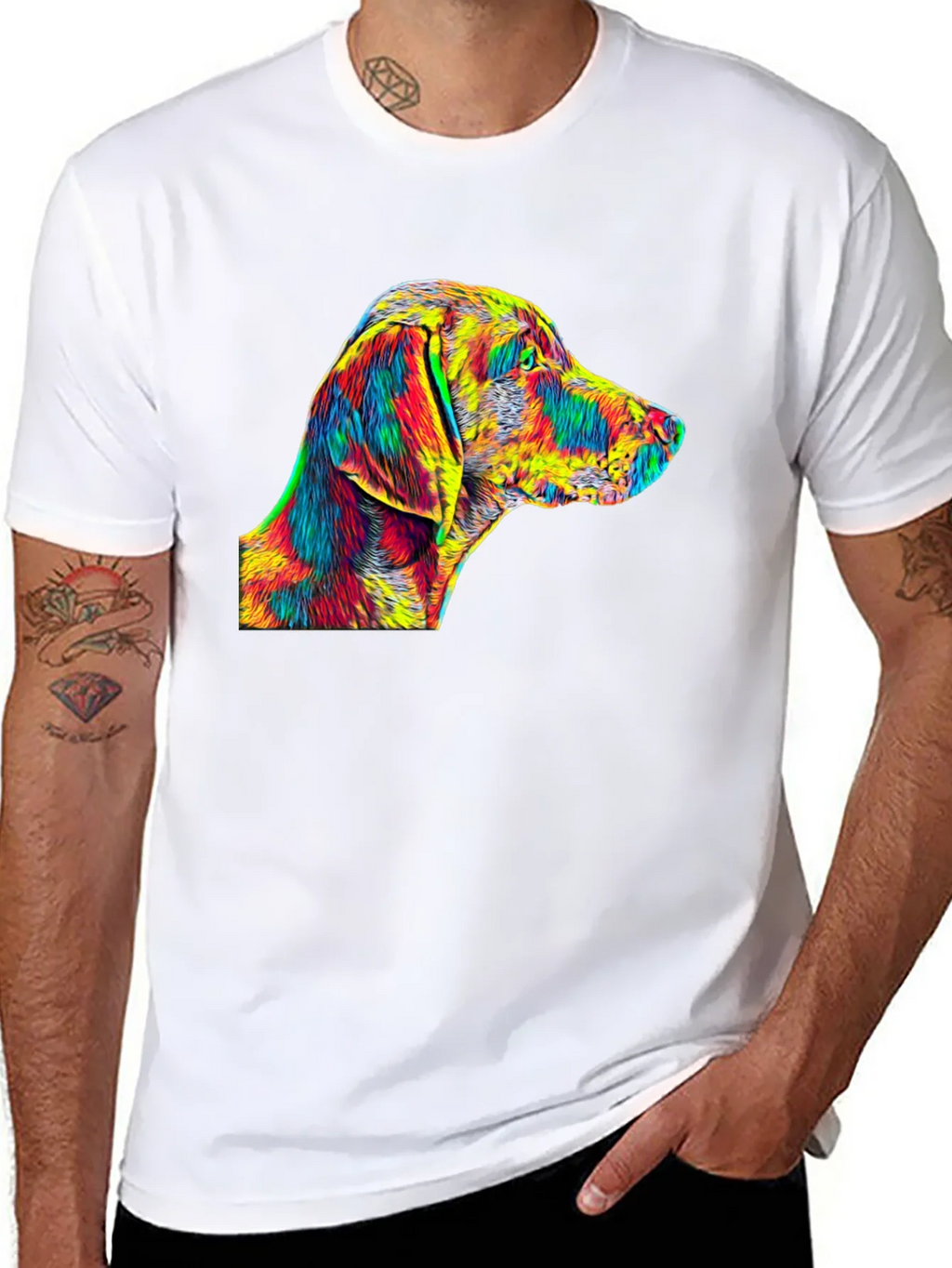 Vibrant Dog Art Black T-Shirt product image 10