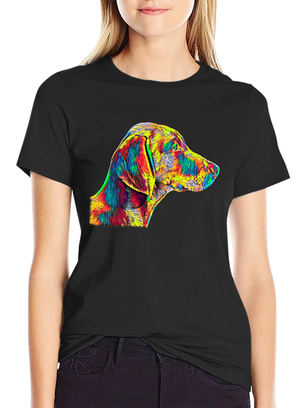 Vibrant Dog Art Black T-Shirt product image 5