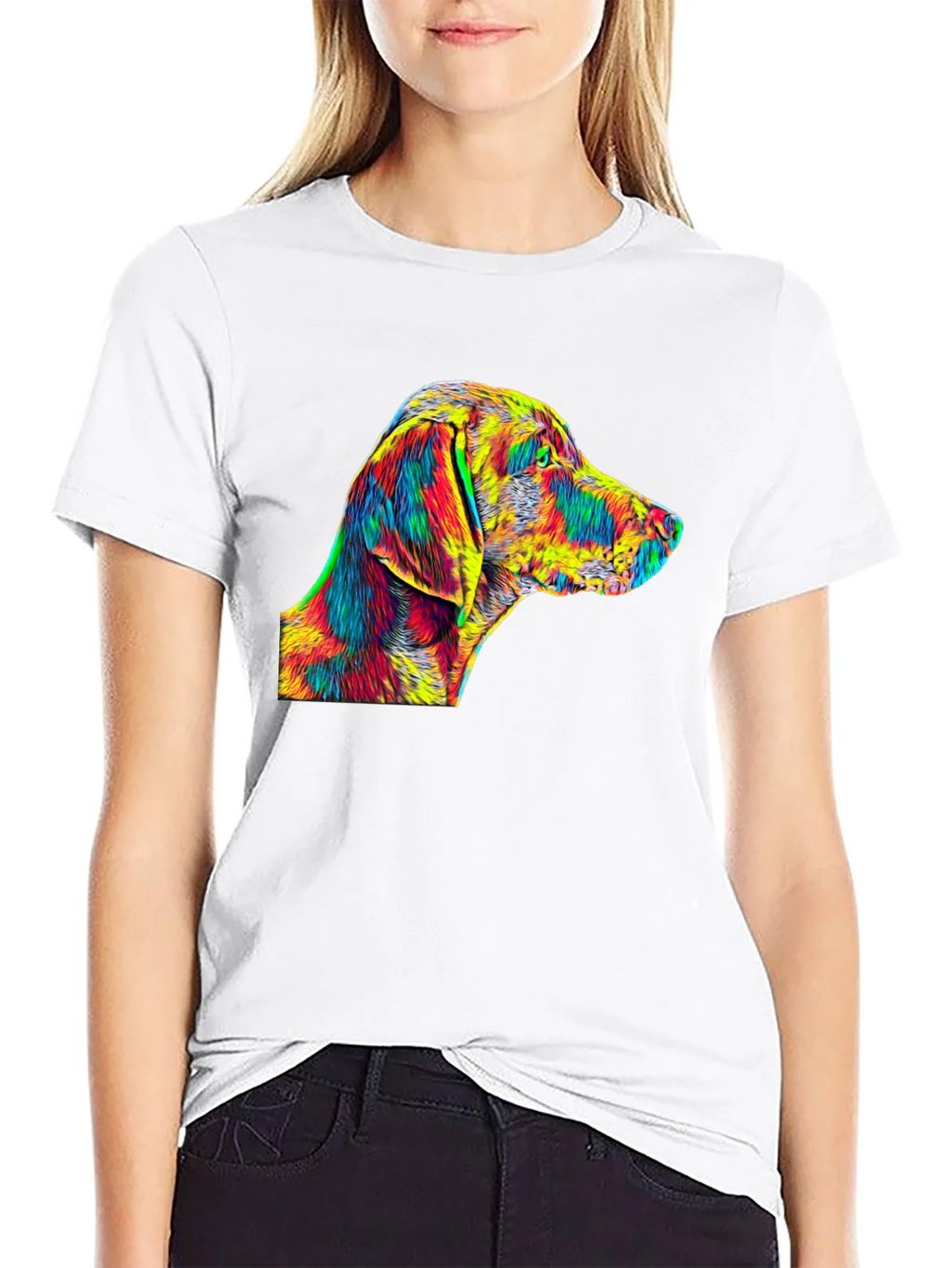 Vibrant Dog Art Black T-Shirt product image 11