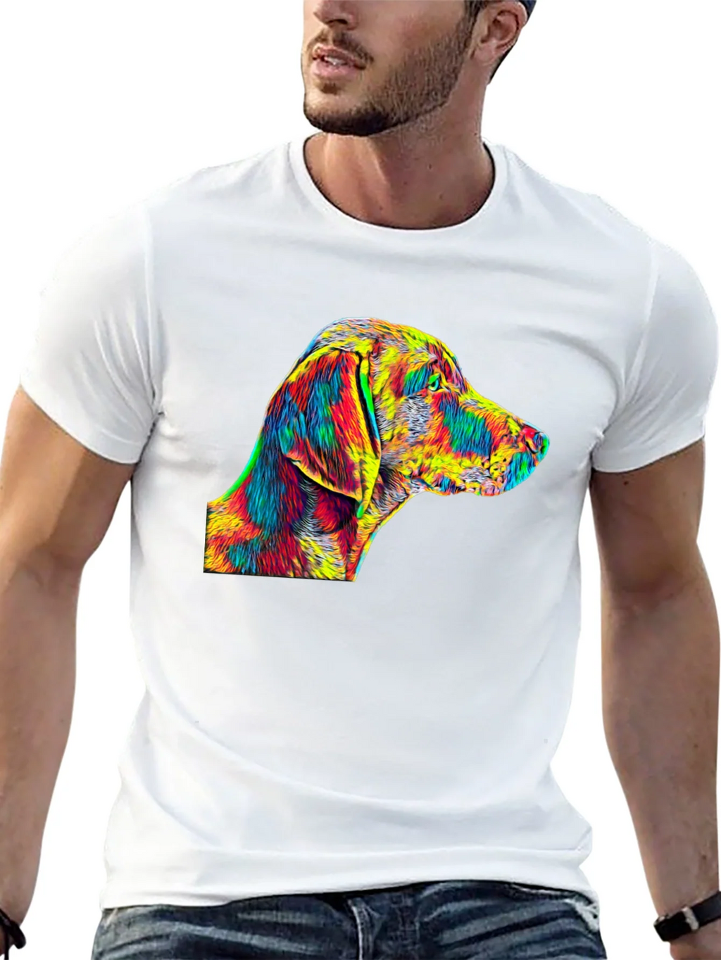 Vibrant Dog Art Black T-Shirt product image 4